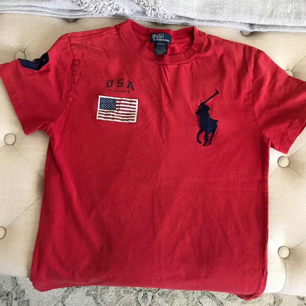 Ralph Lauren Red Large Pony Tee - size Medium